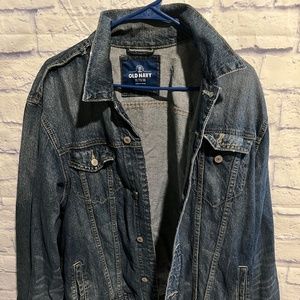 Old Navy Denim Jacket Mens XLarge Trucker Style Med Wash Fade Jean Casual